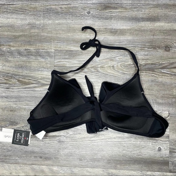 Salt + Cove Women's Black Ruffle Trimmed Push-Up Halter Bikini Swim Top Junior’s - Picture 3 of 3